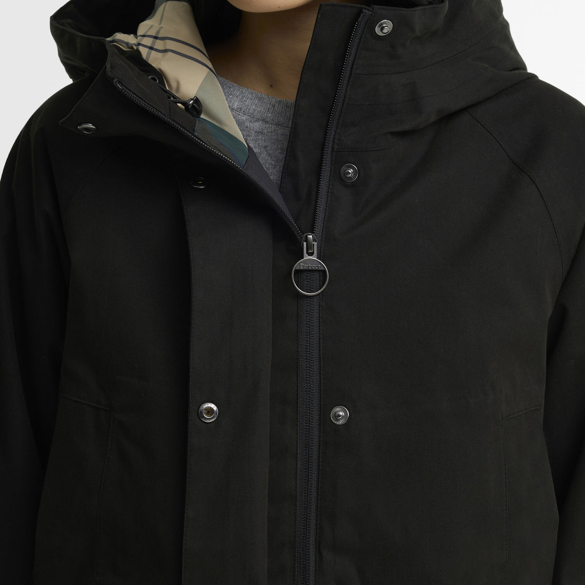 Barbour Winter Beadnell Waterproof Jacket in Black-Ancient, image 4