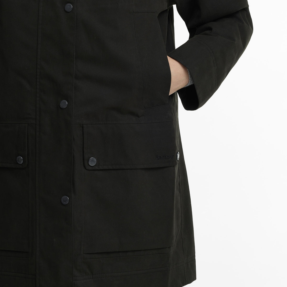 Barbour Winter Beadnell Waterproof Jacket in Black-Ancient, image 5