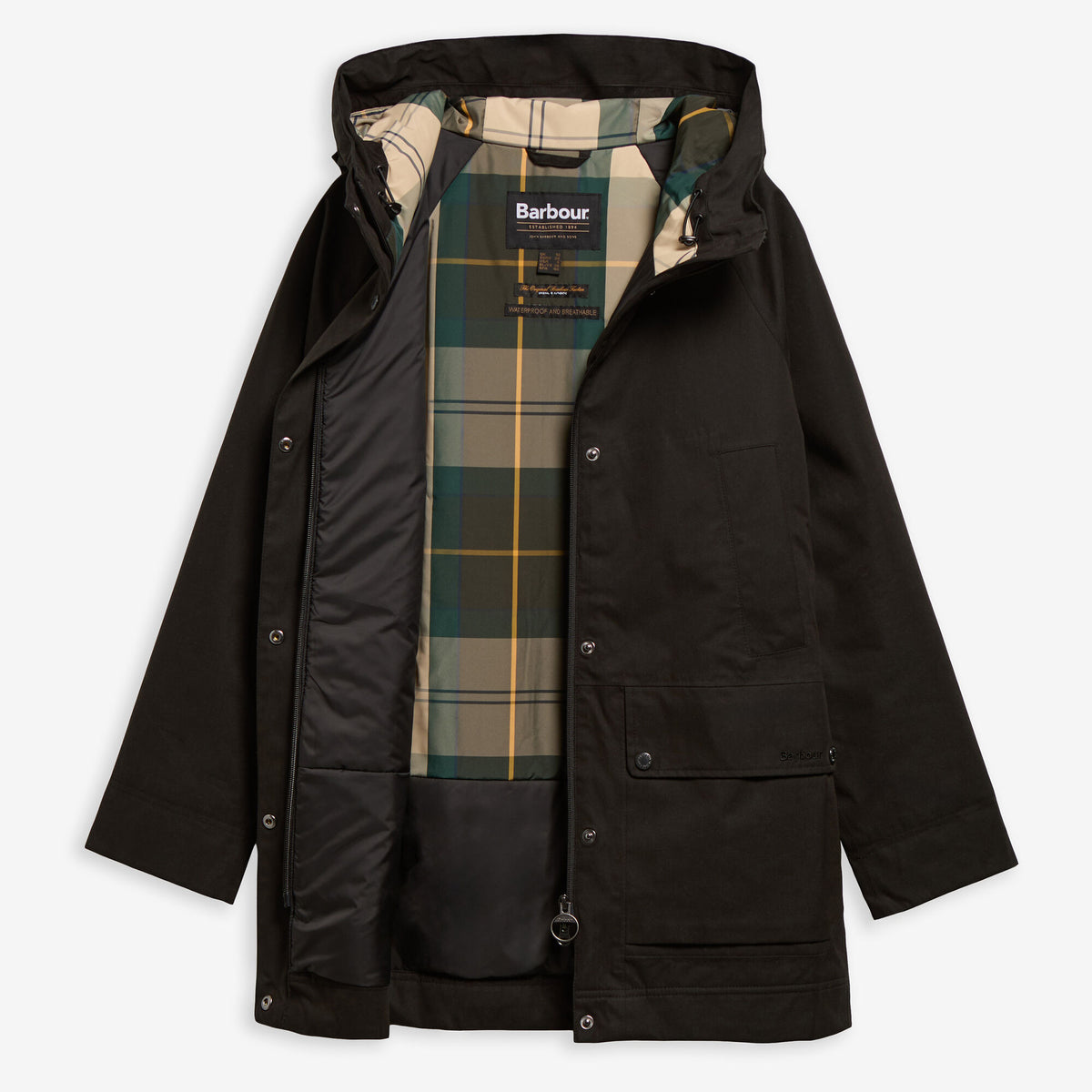 Barbour Winter Beadnell Waterproof Jacket in Black-Ancient, image 6