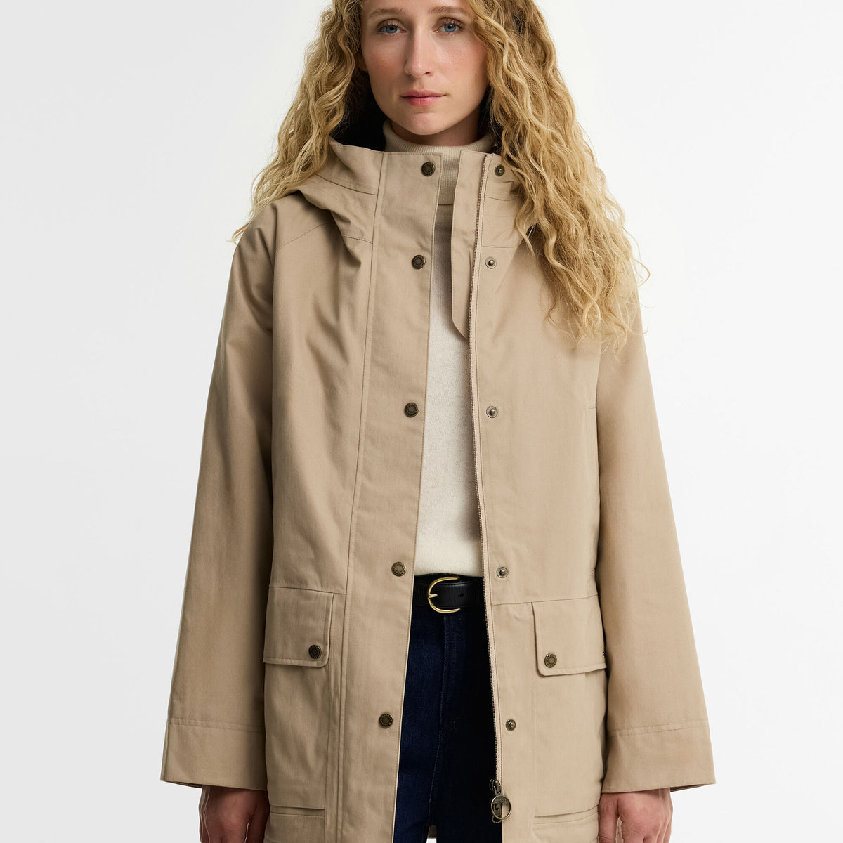 Barbour Winter Beadnell Waterproof Jacket in Sand Dune-Classic, image 1