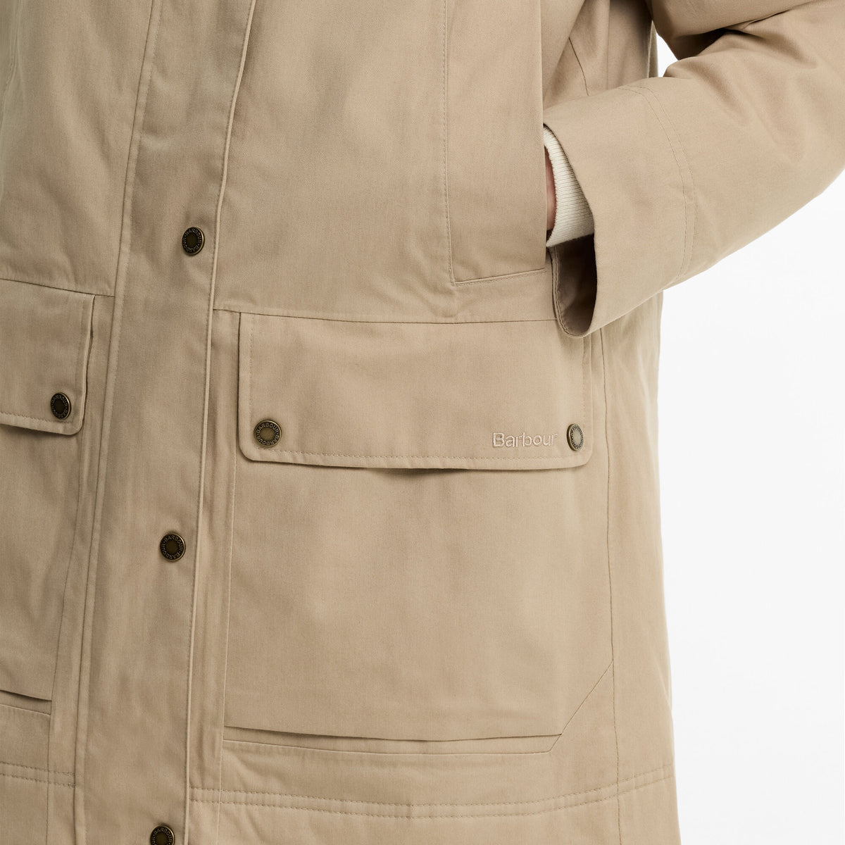 Barbour Winter Beadnell Waterproof Jacket in Sand Dune-Classic, image 5