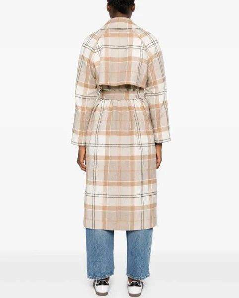 Barbour Claudette Wool Trench - Cream Tartan