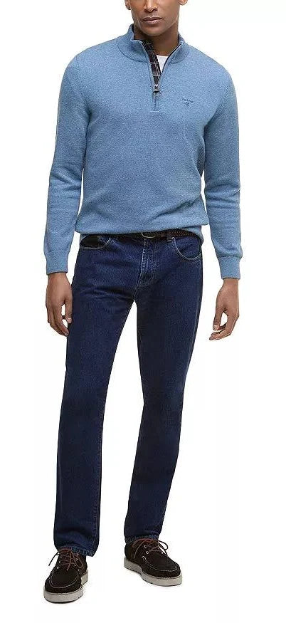 Barbour Cotton Half Zip Sweater -Blue Stone