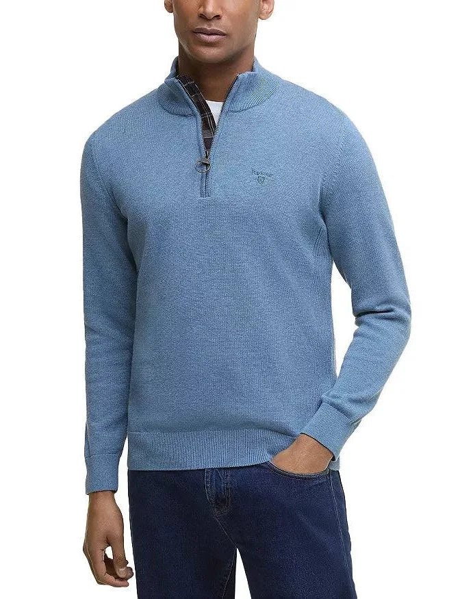 Barbour Cotton Half Zip Sweater -Blue Stone