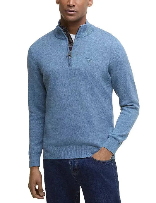 Barbour Cotton Half Zip Sweater -Blue Stone