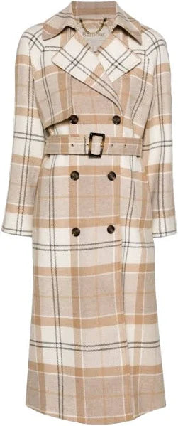 Barbour Claudette Wool Trench - Cream Tartan